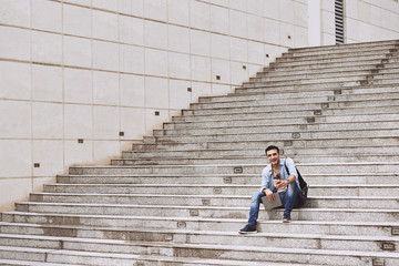 Resting on steps