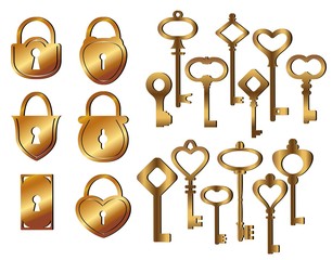 Set of lock and key icons. Vector illustration