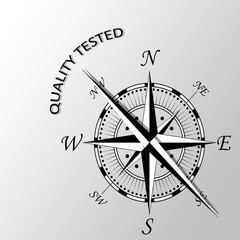 illustration of Quality tested written aside compass