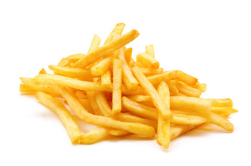 potato fry on white isolated background
