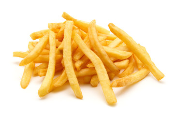 potato fry on white isolated background
