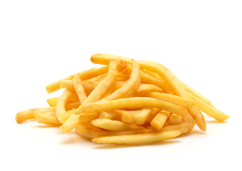 potato fry on white isolated background