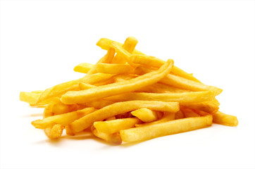 potato fry on white isolated background