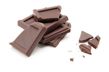 Roughly cut chunks of a chocolate bar