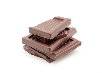 Roughly cut chunks of a chocolate bar
