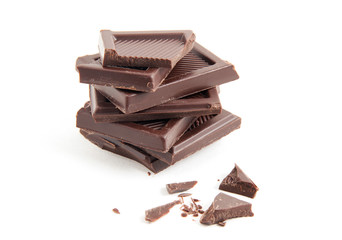 Roughly cut chunks of a chocolate bar