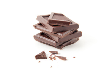 Roughly cut chunks of a chocolate bar