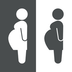 Icono plano embarazada gris y blanco - obrazy, fototapety, plakaty