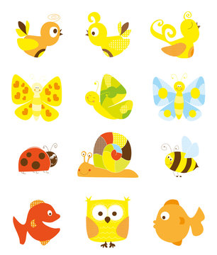 set of cute little creatures - vectors for children