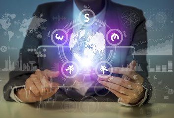 Obraz premium mixed media of financial technology concept