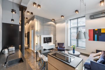 Kitchen open to living room