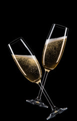 Glasses of champagne, celebration theme.