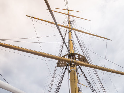 Masts and rigging of a sailing ship