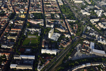 Naklejka premium Aerial view of Savska street, Zagreb, Croatia