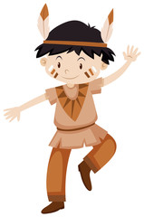 Boy dressed up as native indian