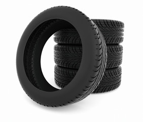 car tires on a white background - 3d rendering