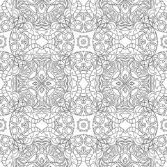 Adult Coloring Book Ornament Ethnic. Seamless Pattern.