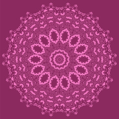 Mandala Isolated on Pink Background. Round Ornament