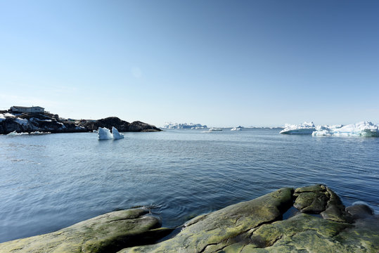 Arctic ocean and icebergs in Greenland