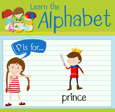 Flashcard letter P is for prince