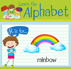 Flashcard letter R is for rainbow