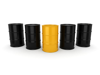 3D rendering black barrels and yellow