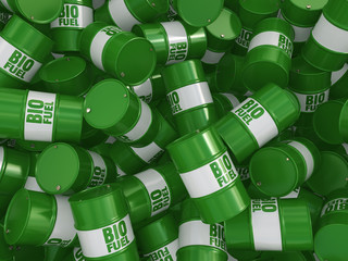 3D rendering barrels of biofuels