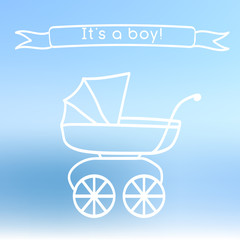 Fototapeta na wymiar It's a boy - vector sign for baby shower