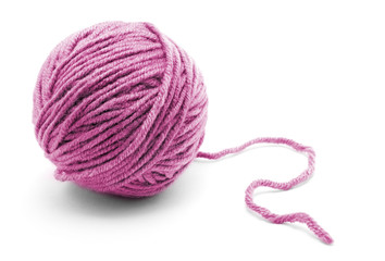 Ball of yarn on white background