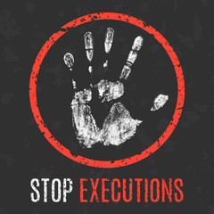 Vector illustration. Social problems of humanity. Stop execution.