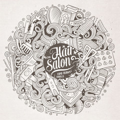 Cartoon doodles Hair salon illustration
