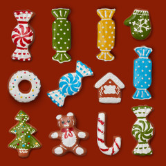 Naklejka premium christmas gingerbread cookies