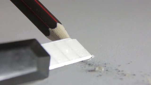 Close-up blade sharpens pencil