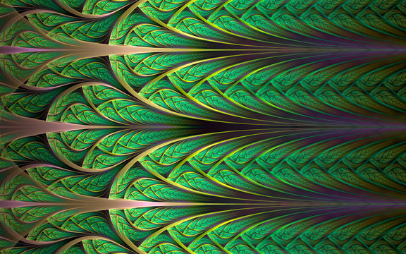 Fototapeta Fraktal streszczenie tło, zielony mozaiki ozdobnych wzór w zakrzywione paski