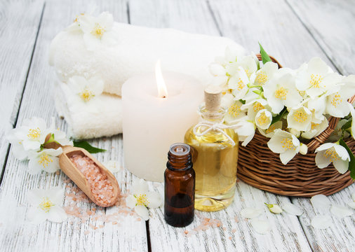 Spa concept with jasmine flowers