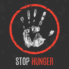 Vector illustration. Social problems of humanity. Stop hunger.