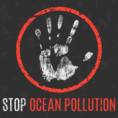 Vector. Global problems of humanity. Stop ocean pollution.