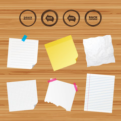 Business paper banners with notes. Back to school icons. Studies after the holidays signs symbols. Sticky colorful tape. Vector