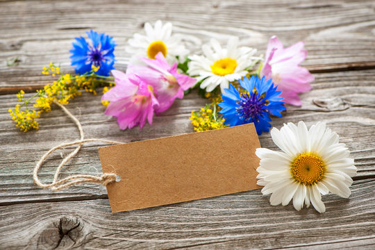 Wild Flowers with a vintage tag