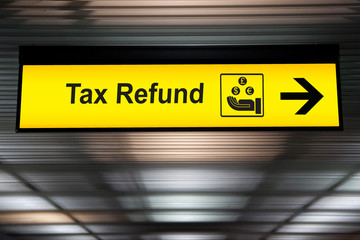 Tax refund sign at the airport