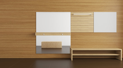 The Modern hallway with furniture. 3D rendering