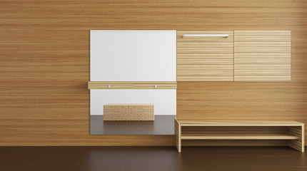 The Modern hallway with furniture. 3D rendering