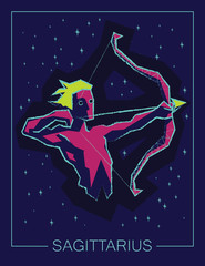 Obraz na płótnie Canvas Zodiac sign Sagittarius on night sky background.