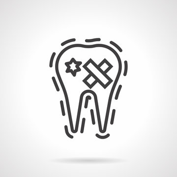 Damaged tooth simple line vector icon