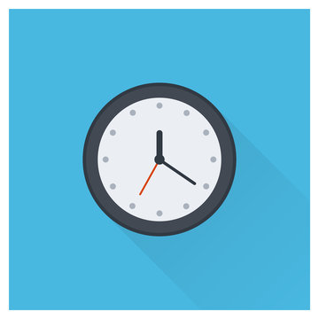 Flat vector clock icon, time icon