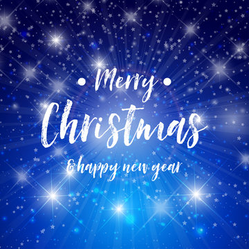 Merry Christmas - Blue Background sparkle