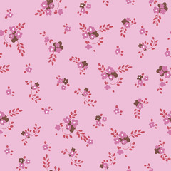 Seamless texture with small pink flowers