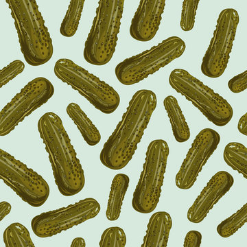 seamless pattern with salty pickled cucumbers