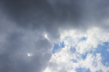 Obraz premium blue sky with big cloud and raincloud, art of nature beautiful and copy space for add text