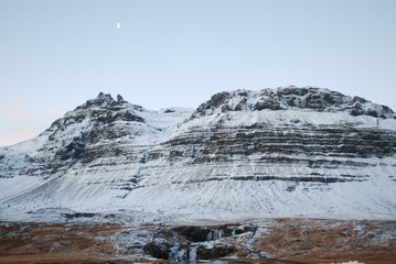 Glacier with the morning moon